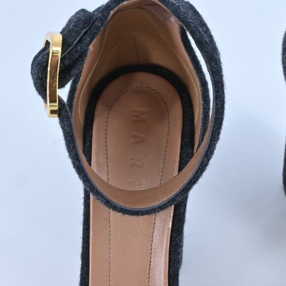 MARNI Gray Felt Rhinestone Block Heels Size 40 - Picture 10 of 13